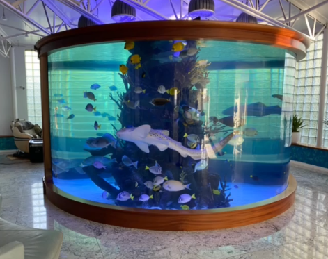 Front of cylinder aquarium 9000 gallons